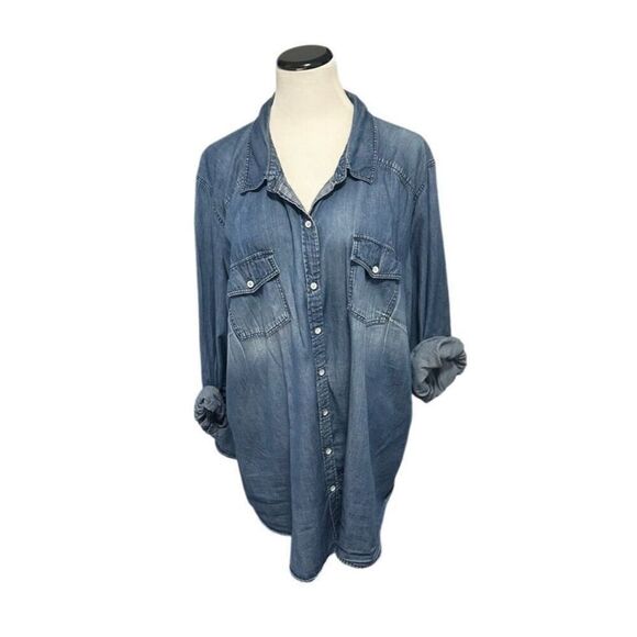 Torrid Denim Chambray Button Down Sz 6X - Picture 4 of 7